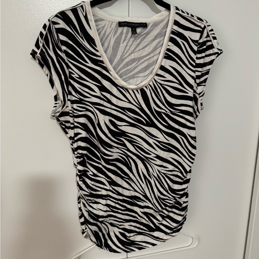 White House Black Market Zebra Print Short Sleeve Top